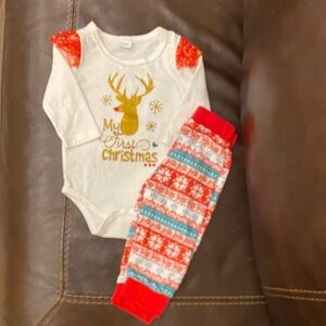 Festive Christmas Baby Outfit - White and Red